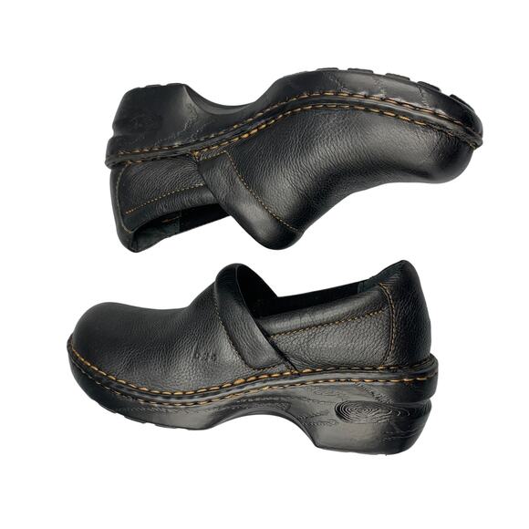 Born BOC Peggy Clogs Size 8 Pebbled Leather Slip On Casual Comfort Black Womens - Picture 4 of 11